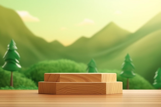 Fondo de la naturaleza del podio de madera