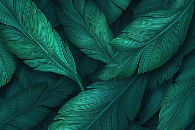 Fondo de naturaleza de textura verde abstracto ilustración de hoja tropical Ai generativo