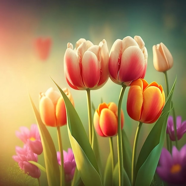 Fondo de naturaleza de tulipanes