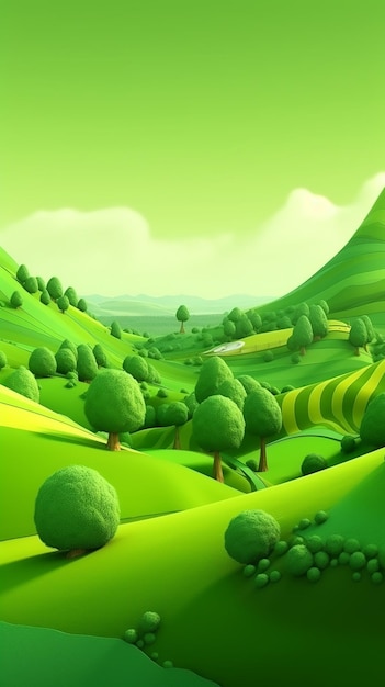Fondo de naturaleza verde para la representación 3D del papel tapiz