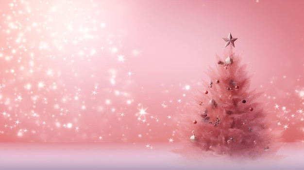 Fondo de Navidad abstracto con árbol de Navidad y degradado rosa bokeh Feliz Navidad Feliz año nuevo banner AI generado