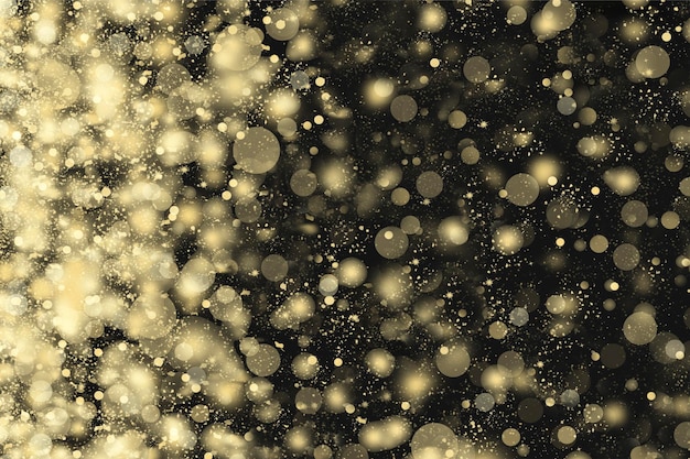 Fondo de Navidad abstracto negro con nieve dorada