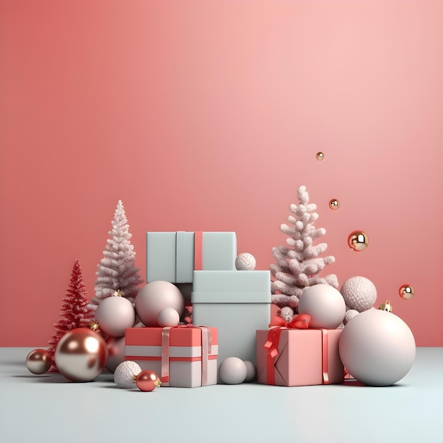 Fondo de Navidad y Año Nuevo representación 3d ilustración 3d