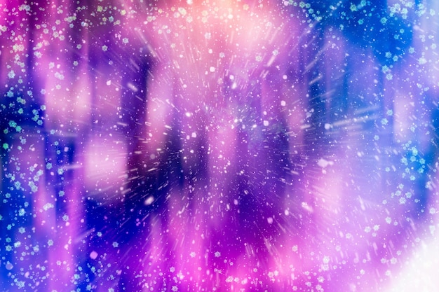 Foto fondo de navidad bokeh borrosa con copos de nieve. fondo de navidad abstracto claro con copos de nieve y estrellas