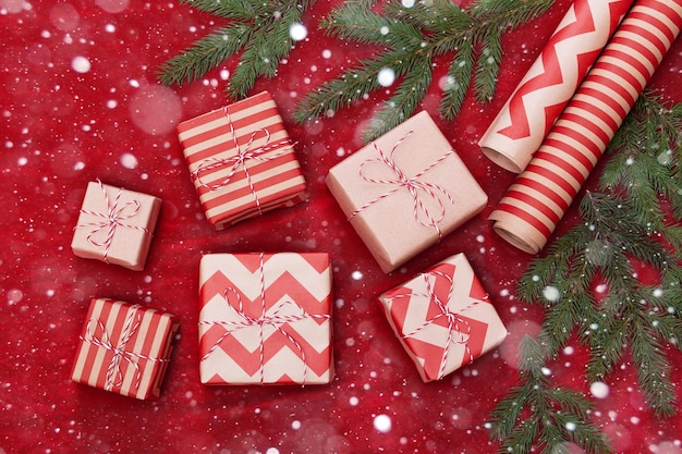 Fondo de Navidad con cajas de regalo.