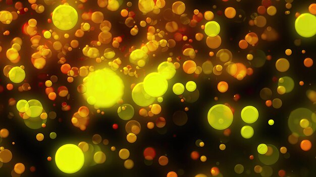 Fondo de Navidad con círculos dorados brillantes bokeh Representación 3d generada por computadora