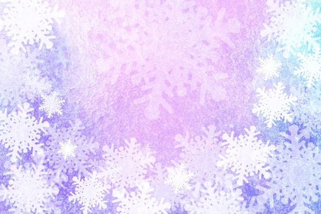 Fondo de Navidad con copos de nieve en una textura de acuarela