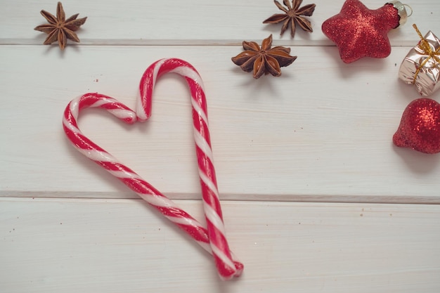 Fondo de Navidad con dulces y galletas de Navidad