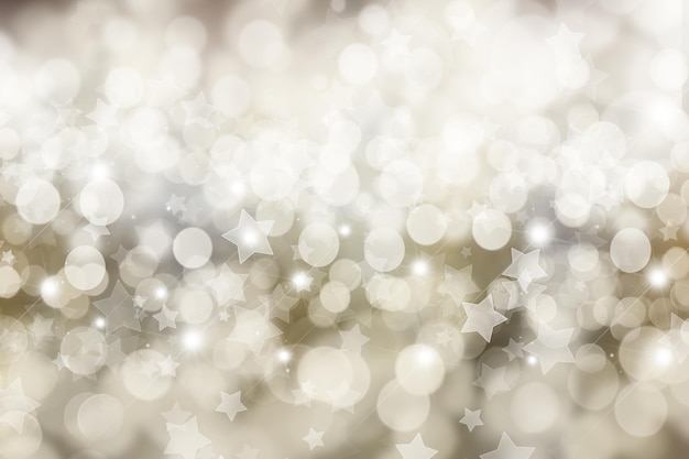 Fondo de Navidad de estrellas y luces bokeh