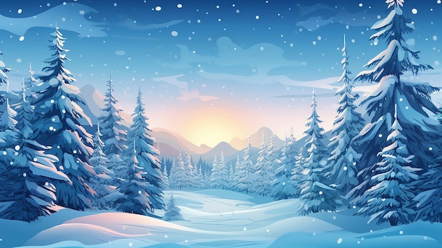 Fondo de Navidad de invierno natural con cielo azul fuertes nevadas IA generativa
