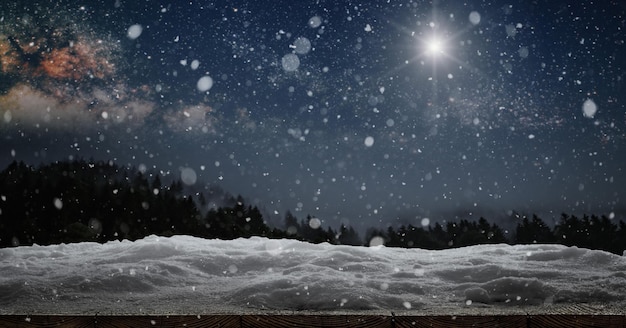 Fondo de Navidad de invierno con nieve