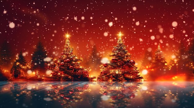 Fondo de Navidad de lujo Árbol de Navidad rojo Generativo ai