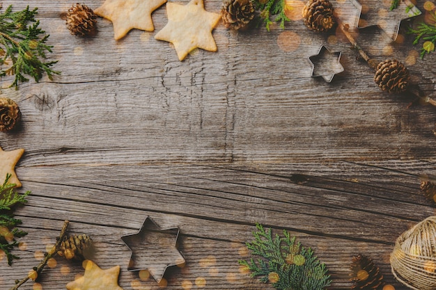 Fondo de Navidad en mesa de madera