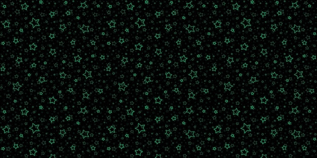 Fondo de Navidad negro, estrellas verdes grandes y pequeñas, decoración navideña