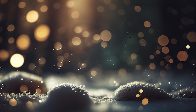 Fondo para Navidad con nieve y luces bokeh.