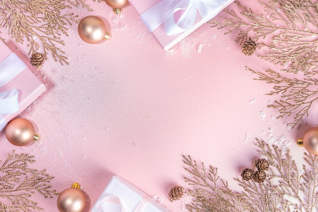 Fondo de navidad de oro rosa