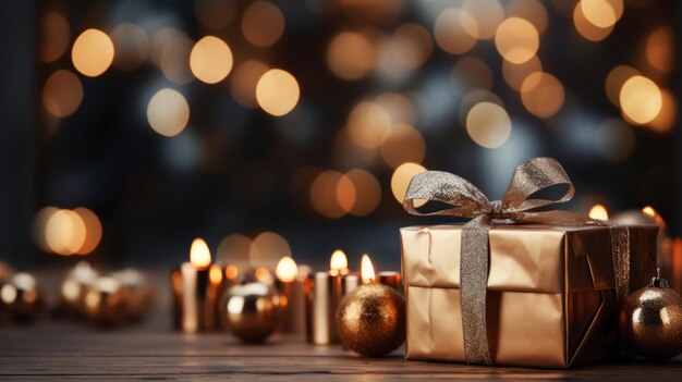 Fondo de Navidad con regalos de árbol de Año Nuevo y chimenea en el fondo generación de IA