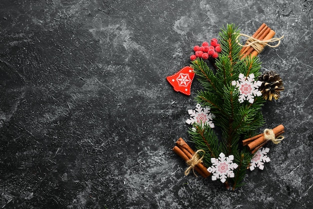 Fondo de Navidad con regalos y decoraciones Vista superior