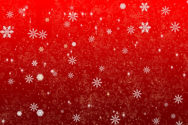 Fondo de Navidad rojo abstracto con copos de nieve