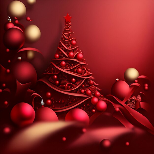 Fondo de Navidad rojo con adornos navideños realista