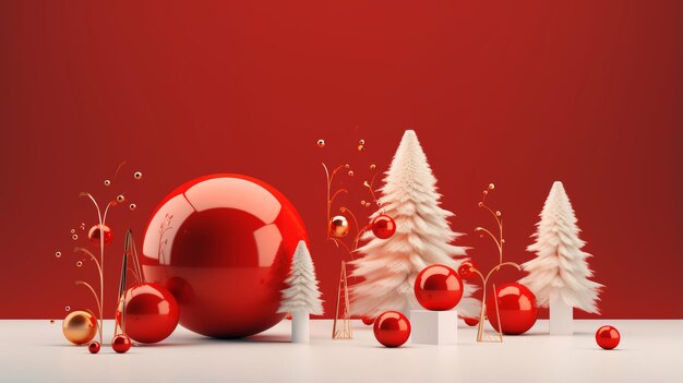 Fondo de Navidad rojo Decoraciones de Navidad elegantes modernas y creativas