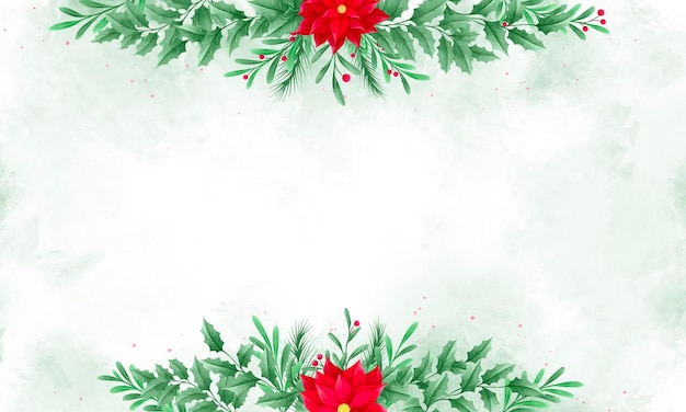Fondo navideño de acuarela con hojas