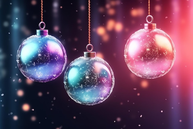 Fondo navideño con adornos de bolas navideñas colgando con espacio de copia Decoración navideña