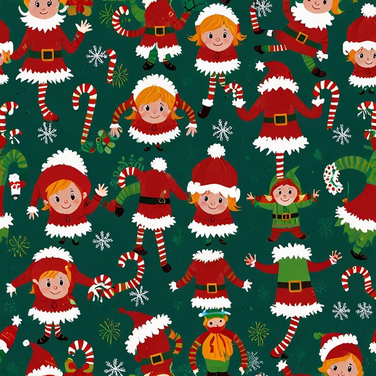 Fondo navideño con árboles y decoraciones