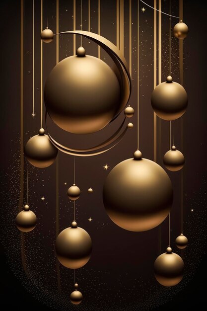 Foto fondo navideño con bolas doradas colgando de cadenas al estilo del grupo de arte stars.
