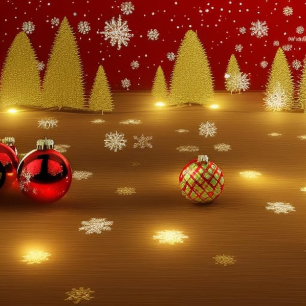 Fondo navideño con bolas rojas y doradas que añaden encanto festivo a tus decoraciones navideñas