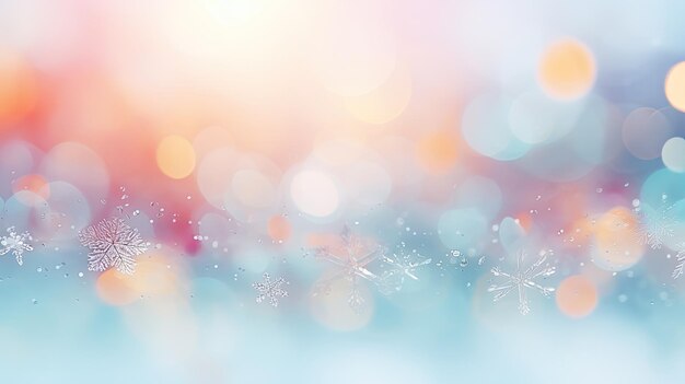 Fondo navideño con copos de nieve y luces bokeh Ilustración vectorial