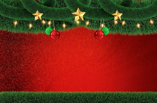 Foto fondo navideño con decoración navideña para composiciones de piezas de marketing.