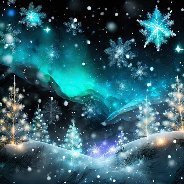 Fondo navideño con diseños de copos de nieve y estrellas