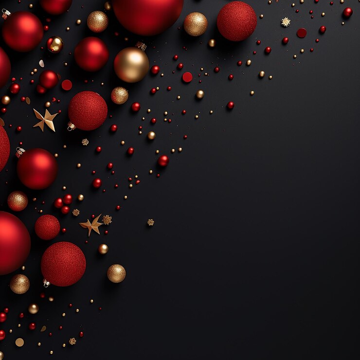 Un fondo navideño hecho de negro y dorado con el negro como color principal con IA generativa