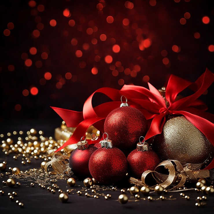 Un fondo navideño hecho de negro y dorado con el negro como color principal con IA generativa