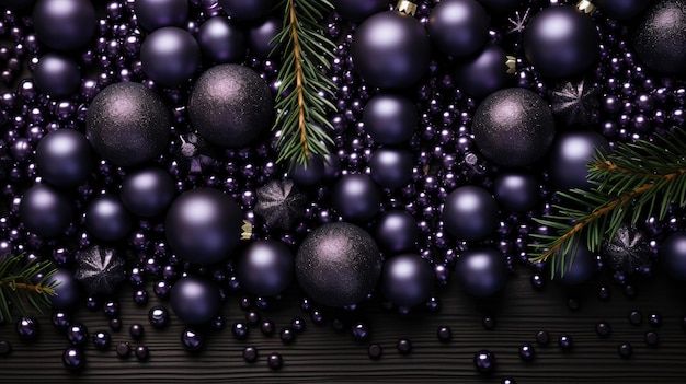 Un fondo navideño hecho de violeta con el negro como color principal