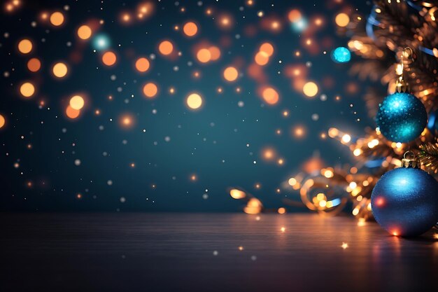 Fondo navideño con luces bokeh y diseño de estrellas