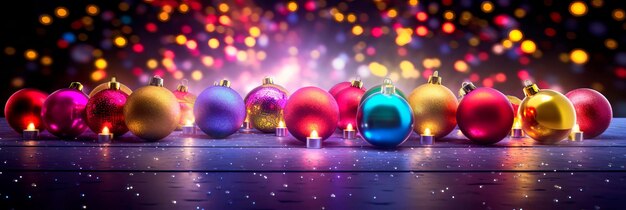 Un fondo navideño con luces de colores, adornos y decoraciones festivas que adornan la IA generativa