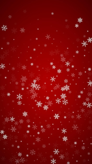 Fondo navideño nevado Sutiles copos de nieve voladores y estrellas