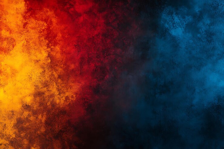 Fondo de nebulosa cósmica con tonos naranja ardiente y azul profundo