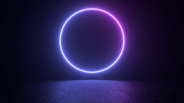 Fondo de negocios de círculo de podio azul neón Ilustración en 3D