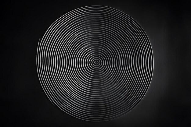Fondo negro abstracto con círculos concéntricos representación 3D ilustración 3D
