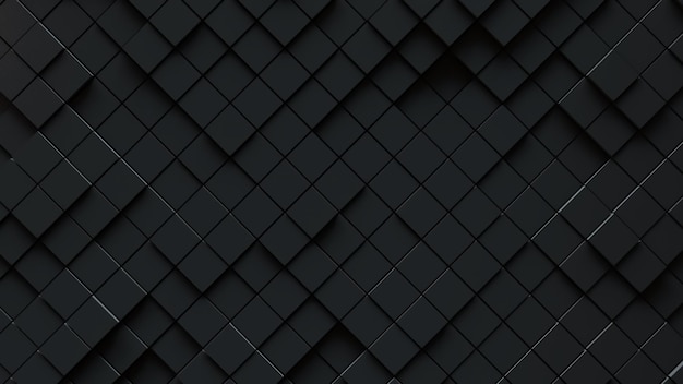 Fondo negro abstracto con cubos Patrón de geometría Abstracción arquitectónica