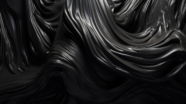 Fondo negro abstracto Fondo de tela de satén de seda Generativo ai