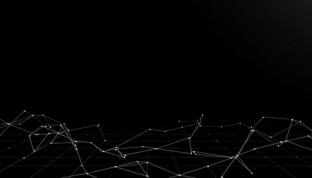 Fondo negro abstracto con formas geométricas blancas