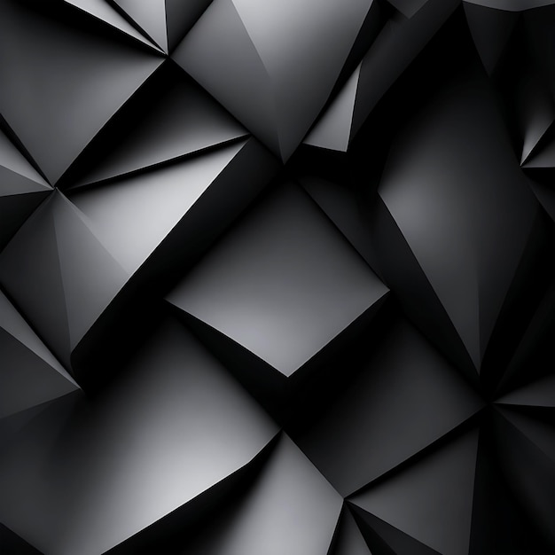 Fondo negro abstracto con formas poligonales AI generado