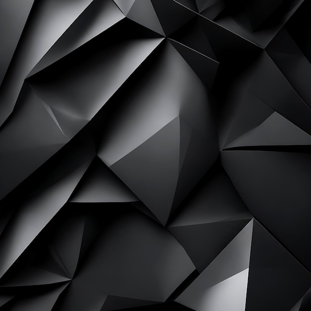 Fondo negro abstracto con formas poligonales AI generado