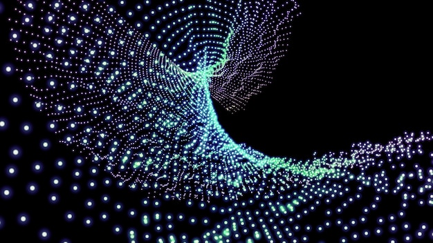 Fondo negro abstracto con partículas azules brillantes