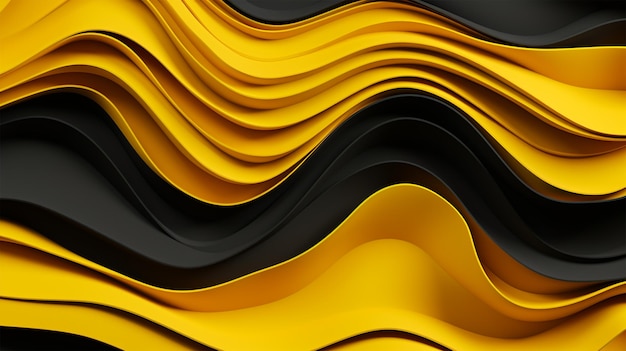 fondo negro y amarillo con un patrón ondulado generativo ai