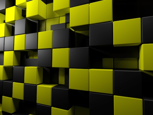 Fondo negro y amarillo, renderizado 3D